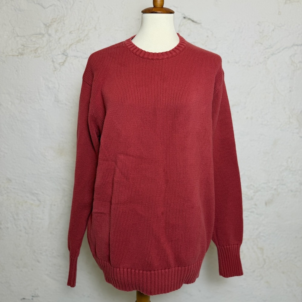 Brandy Melville Oversized Cotton Crewneck Sweater OS Rust Red Cozy Knit Jumper
